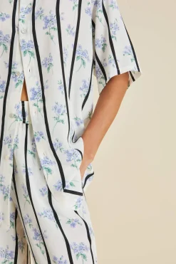 Fashion Alabama Hypnos Stripe Pajamasin Silk Crêpe de Chine Pajamas