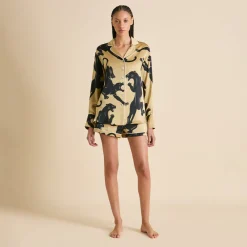 Fashion Alba Perriand Panther Pajamasin Silk Satin Pajamas