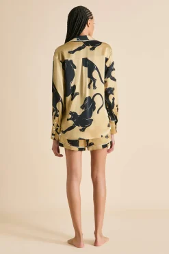 Fashion Alba Perriand Panther Pajamasin Silk Satin Pajamas