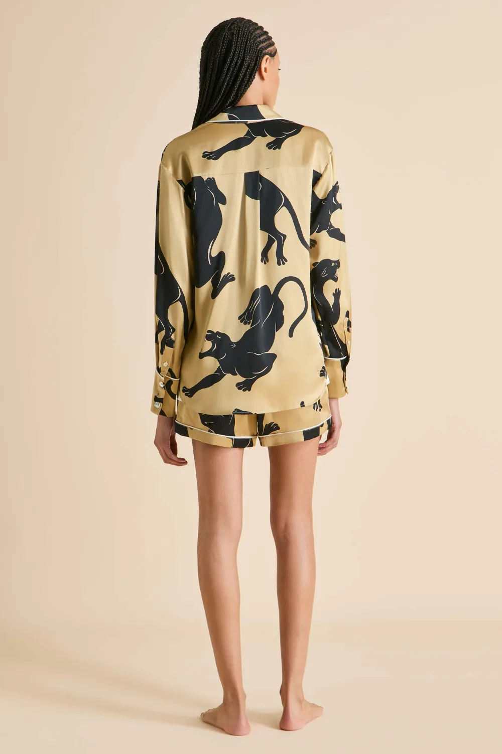 Fashion Alba Perriand Panther Pajamasin Silk Satin Pajamas