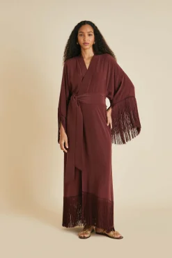Best Sale Amina Fringed Robein Silk Crêpe de Chine Robes