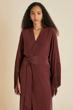Best Sale Amina Fringed Robein Silk Crêpe de Chine Robes