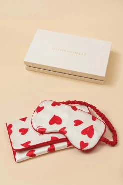 Fashion Audrey Amore Red Heart Eye Maskin Silk Satin Eye Masks