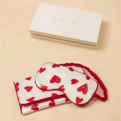 Fashion Audrey Amore Red Heart Eye Maskin Silk Satin Eye Masks