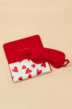Fashion Audrey Amore Red Heart Eye Maskin Silk Satin Eye Masks