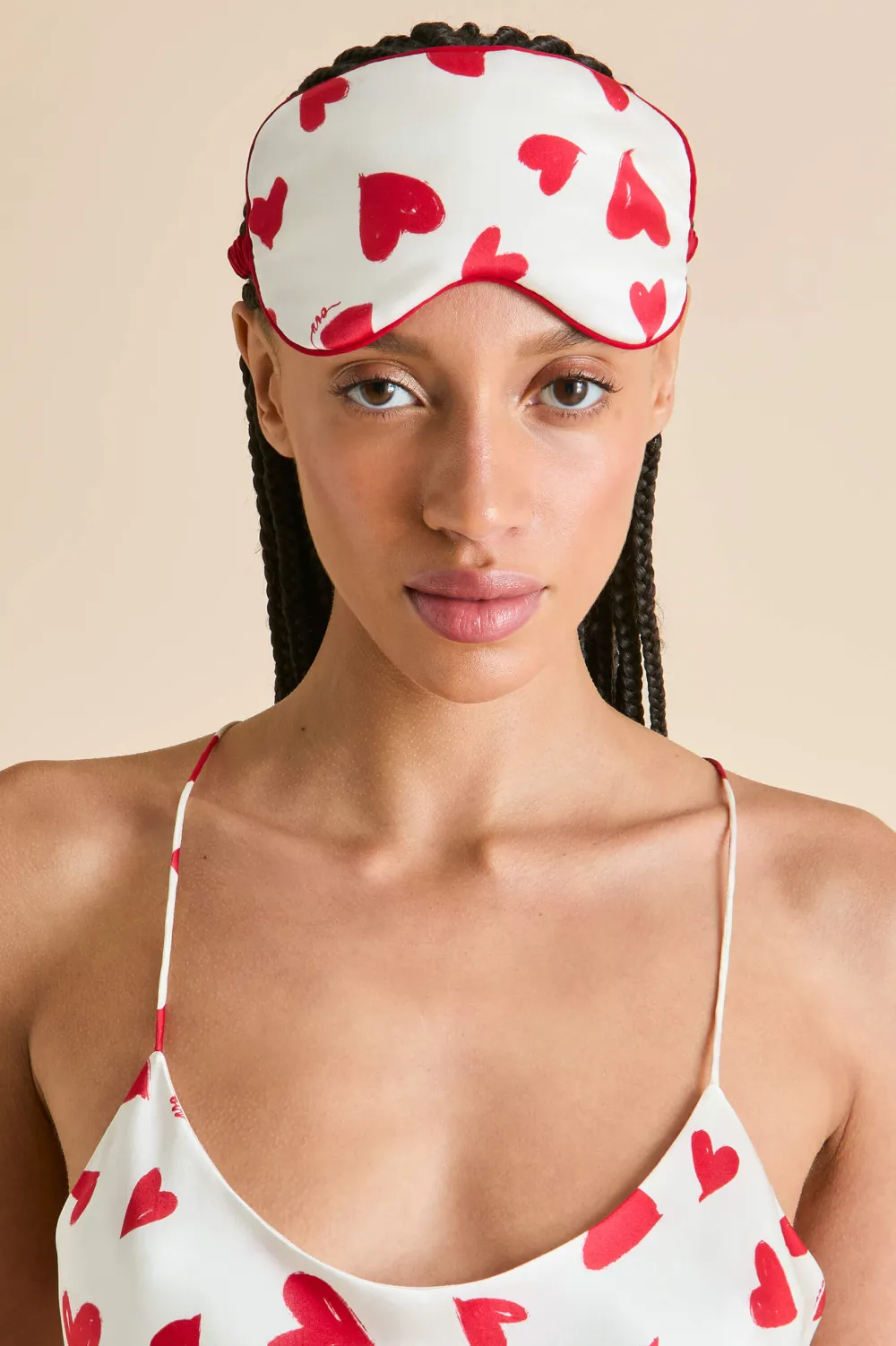 Fashion Audrey Amore Red Heart Eye Maskin Silk Satin Eye Masks