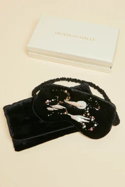 New Audrey Arcadia Black Embellished Eye Maskin Silk Velvet Eye Masks