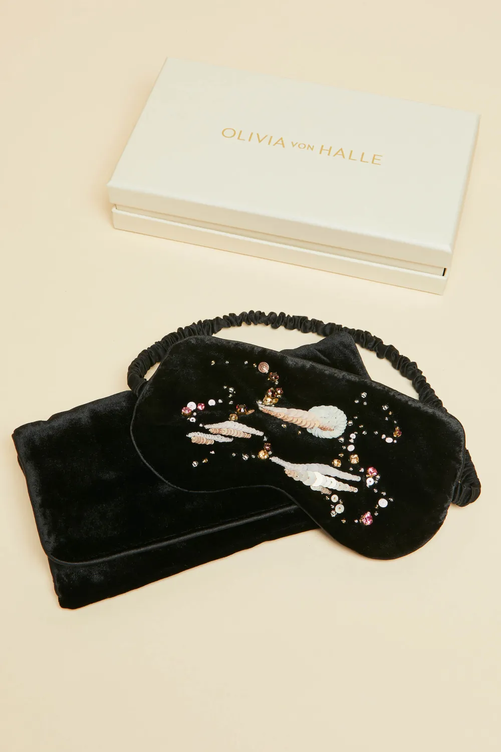 New Audrey Arcadia Black Embellished Eye Maskin Silk Velvet Eye Masks