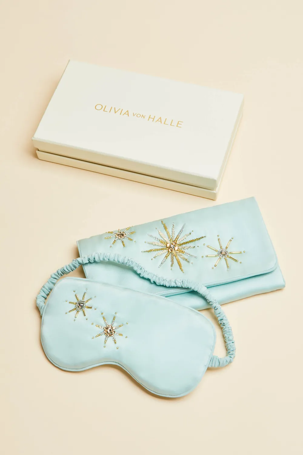 Flash Sale Audrey Incantation Blue Embellished Eye Maskin Sandwashed Silk Eye Masks