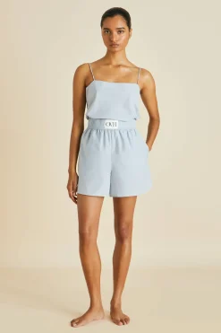 Outlet Calypso Blue Camisole Setin Cotton-Silk Camisole Sets