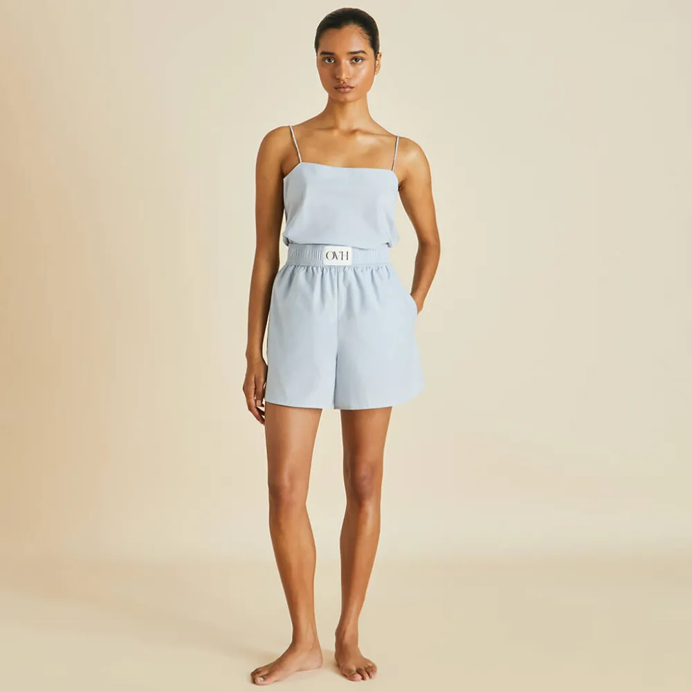 Outlet Calypso Blue Camisole Setin Cotton-Silk Camisole Sets