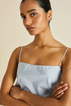 Outlet Calypso Blue Camisole Setin Cotton-Silk Camisole Sets
