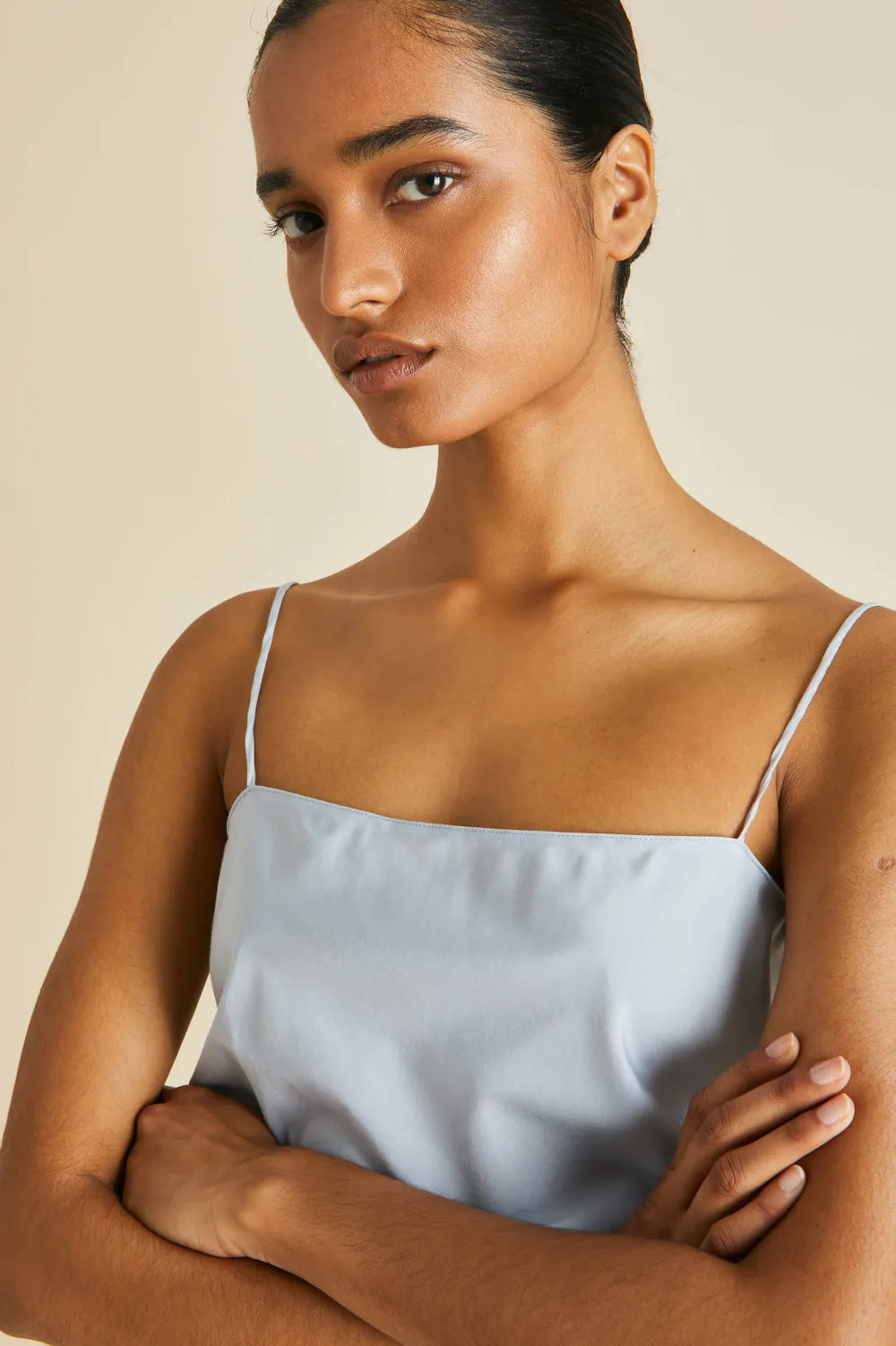 Outlet Calypso Blue Camisole Setin Cotton-Silk Camisole Sets