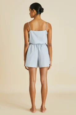 Outlet Calypso Blue Camisole Setin Cotton-Silk Camisole Sets
