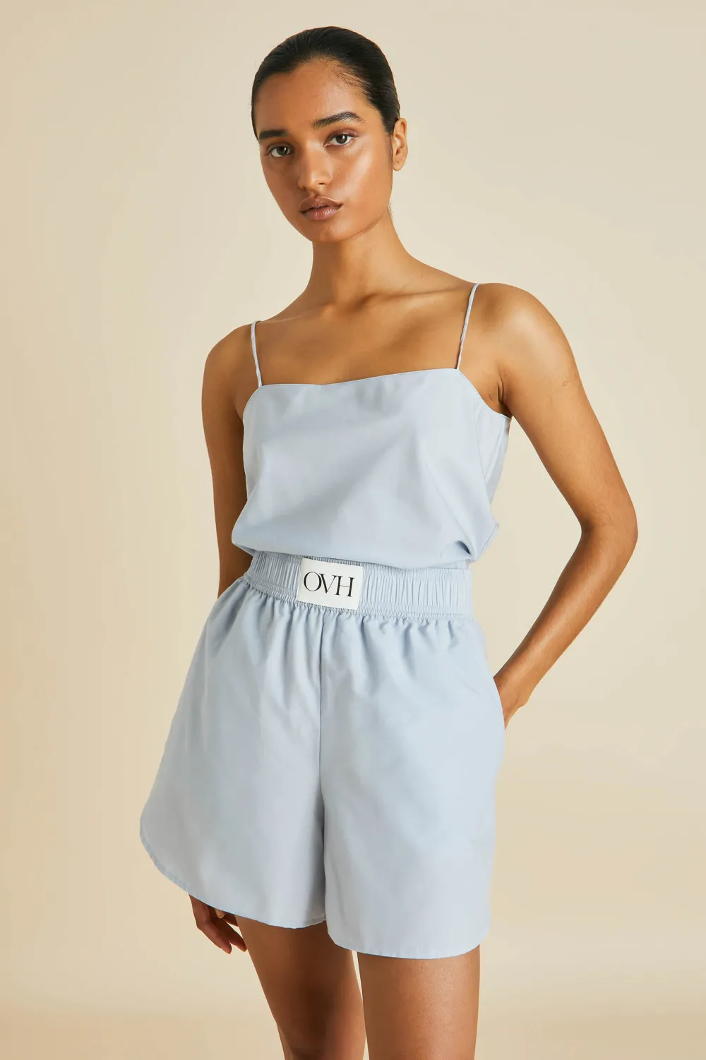 Outlet Calypso Blue Camisole Setin Cotton-Silk Camisole Sets
