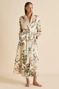 Shop Capability Tirtoff Floral Robein Silk Satin Robes