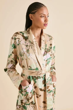 Shop Capability Tirtoff Floral Robein Silk Satin Robes