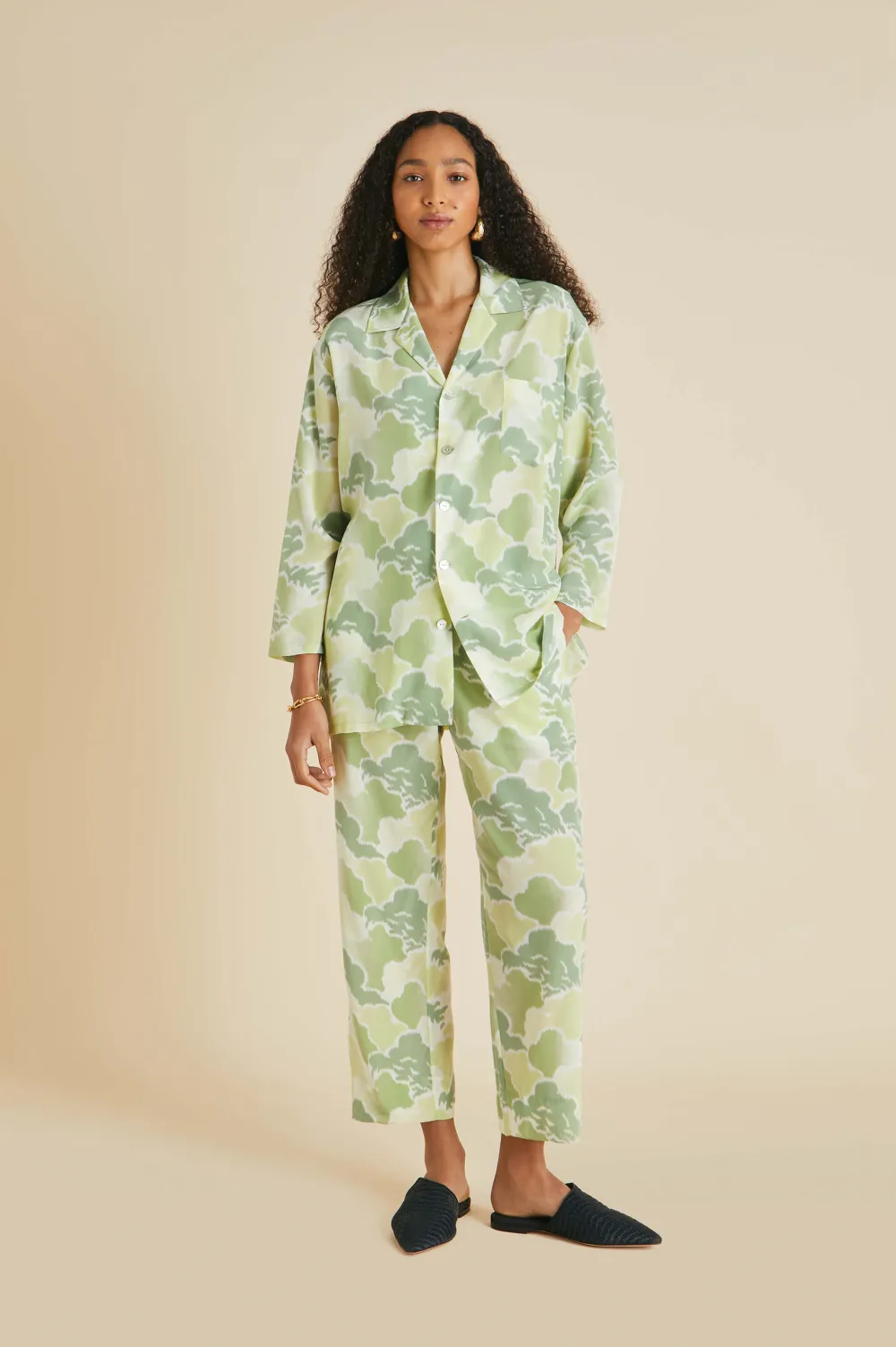 Outlet Casablanca Luna Cloud Pajamasin Silk Crêpe de Chine Pajamas