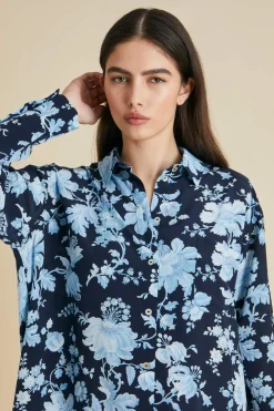 Flash Sale Celeste Alcides Floral Nightshirtin Silk Crêpe de Chine Nightshirts