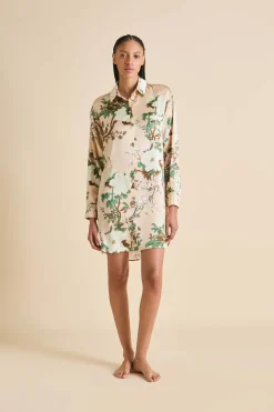 Shop Celeste Tirtoff Floral Nightshirtin Silk Satin Nightshirts