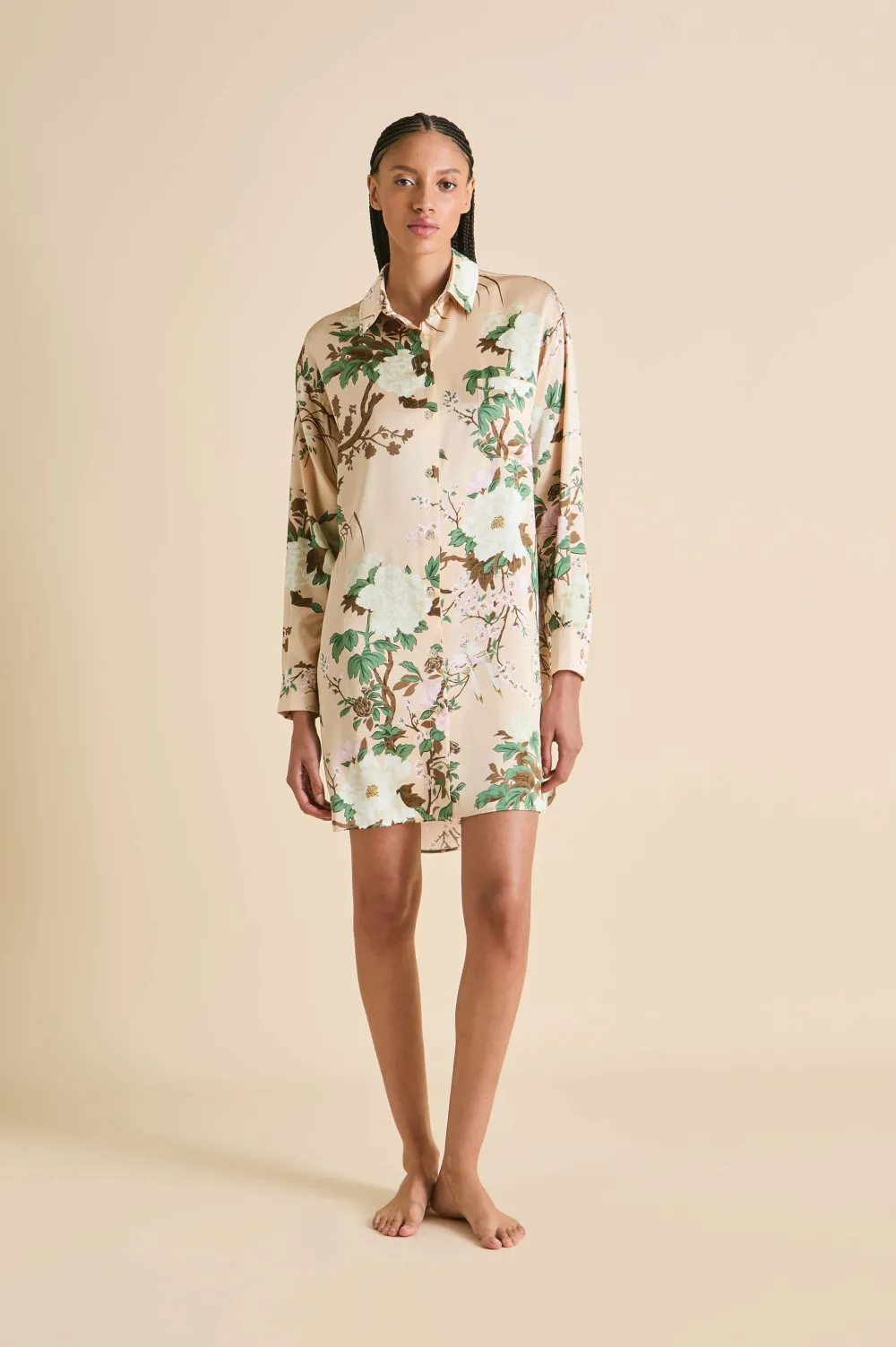 Shop Celeste Tirtoff Floral Nightshirtin Silk Satin Nightshirts