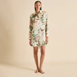 Shop Celeste Tirtoff Floral Nightshirtin Silk Satin Nightshirts