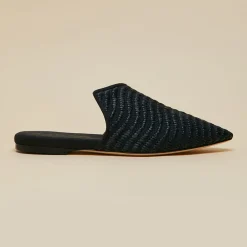 Store Contessa Casati Black Slippersin Raffia Slippers