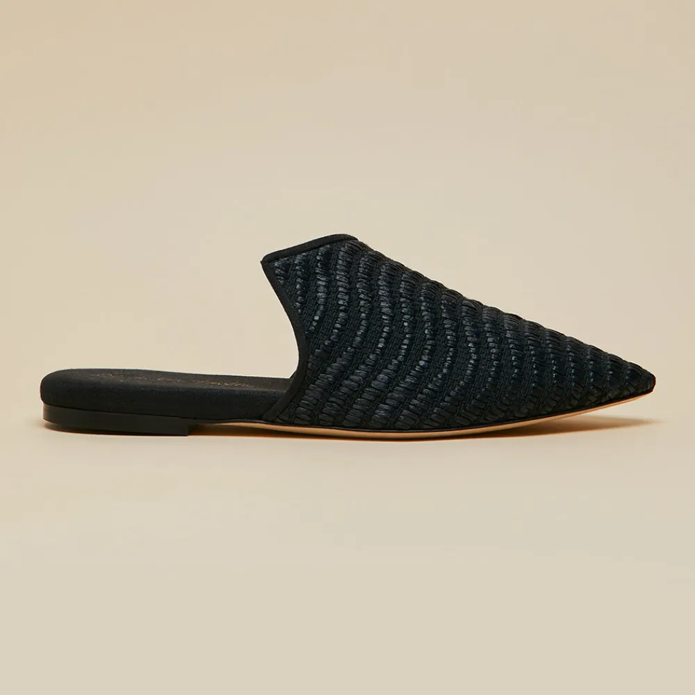 Store Contessa Casati Black Slippersin Raffia Slippers