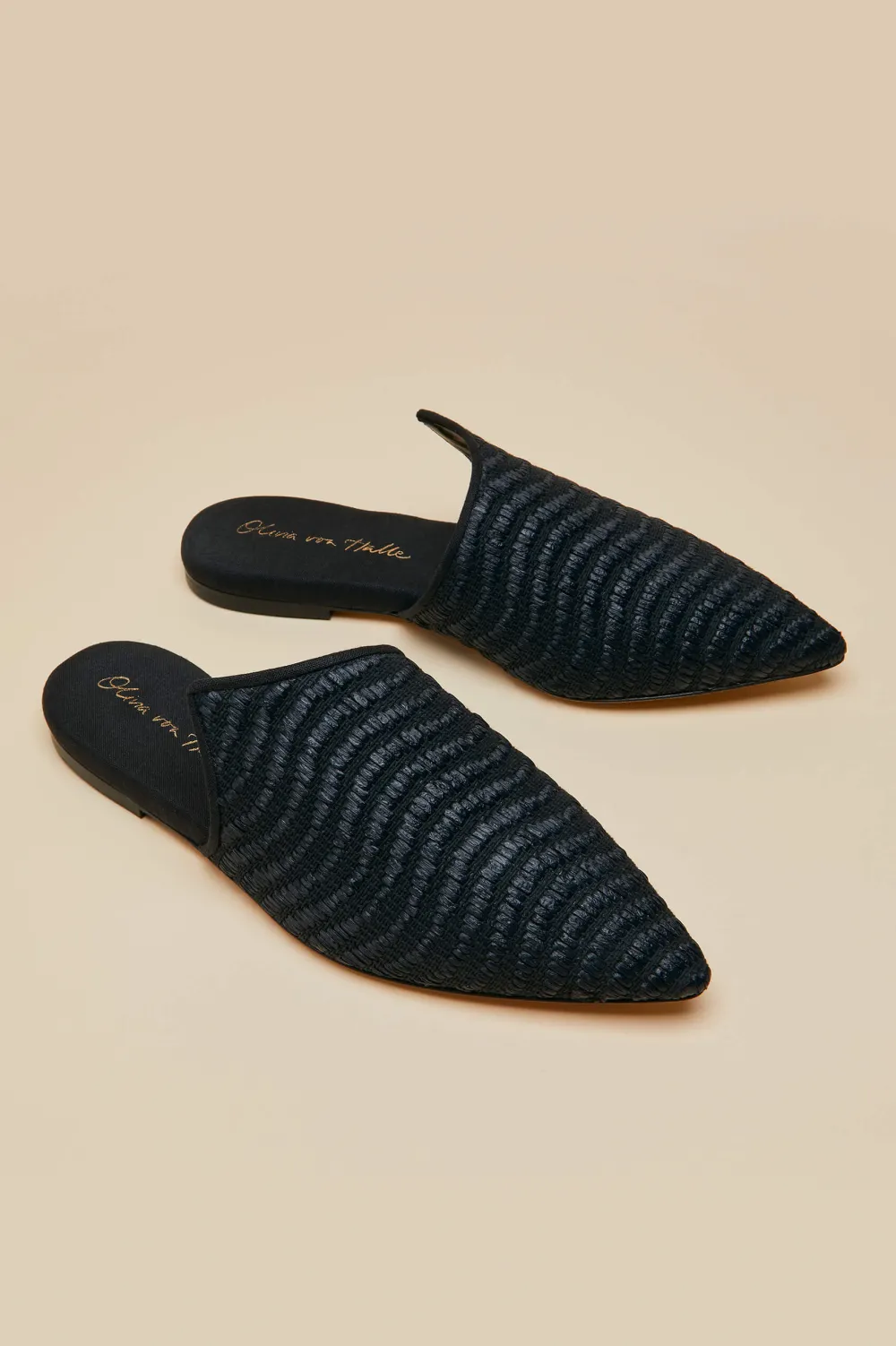 Store Contessa Casati Black Slippersin Raffia Slippers