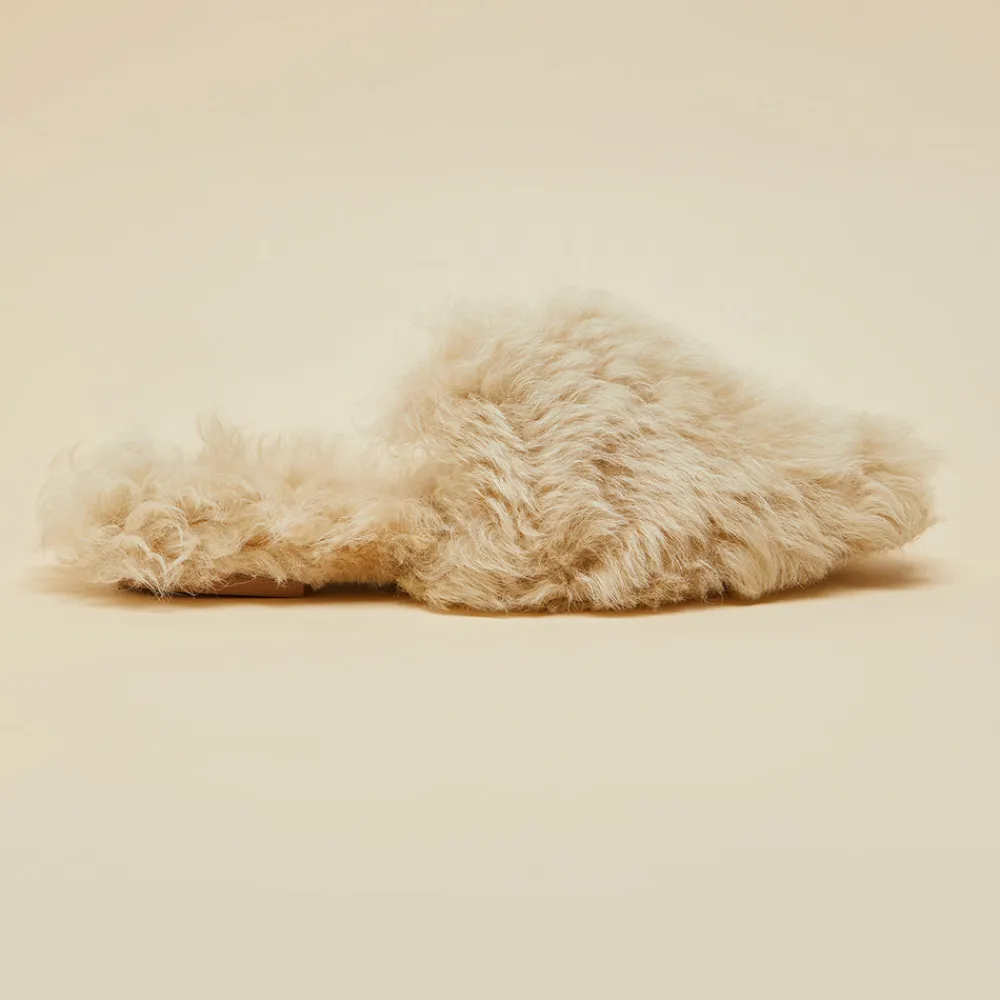Shop Contessa Gaia Beige Slippersin Merino Wool Slippers