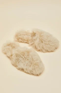 Shop Contessa Gaia Beige Slippersin Merino Wool Slippers