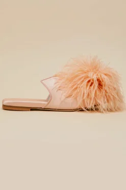 Outlet Contessa Minnie OrangeSlippersin Silk Feather Slippers