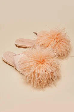 Outlet Contessa Minnie OrangeSlippersin Silk Feather Slippers