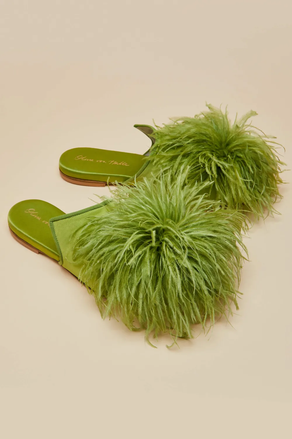 Flash Sale Contessa Niko GreenSlippersin Silk Feather Slippers