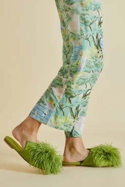Flash Sale Contessa Niko GreenSlippersin Silk Feather Slippers