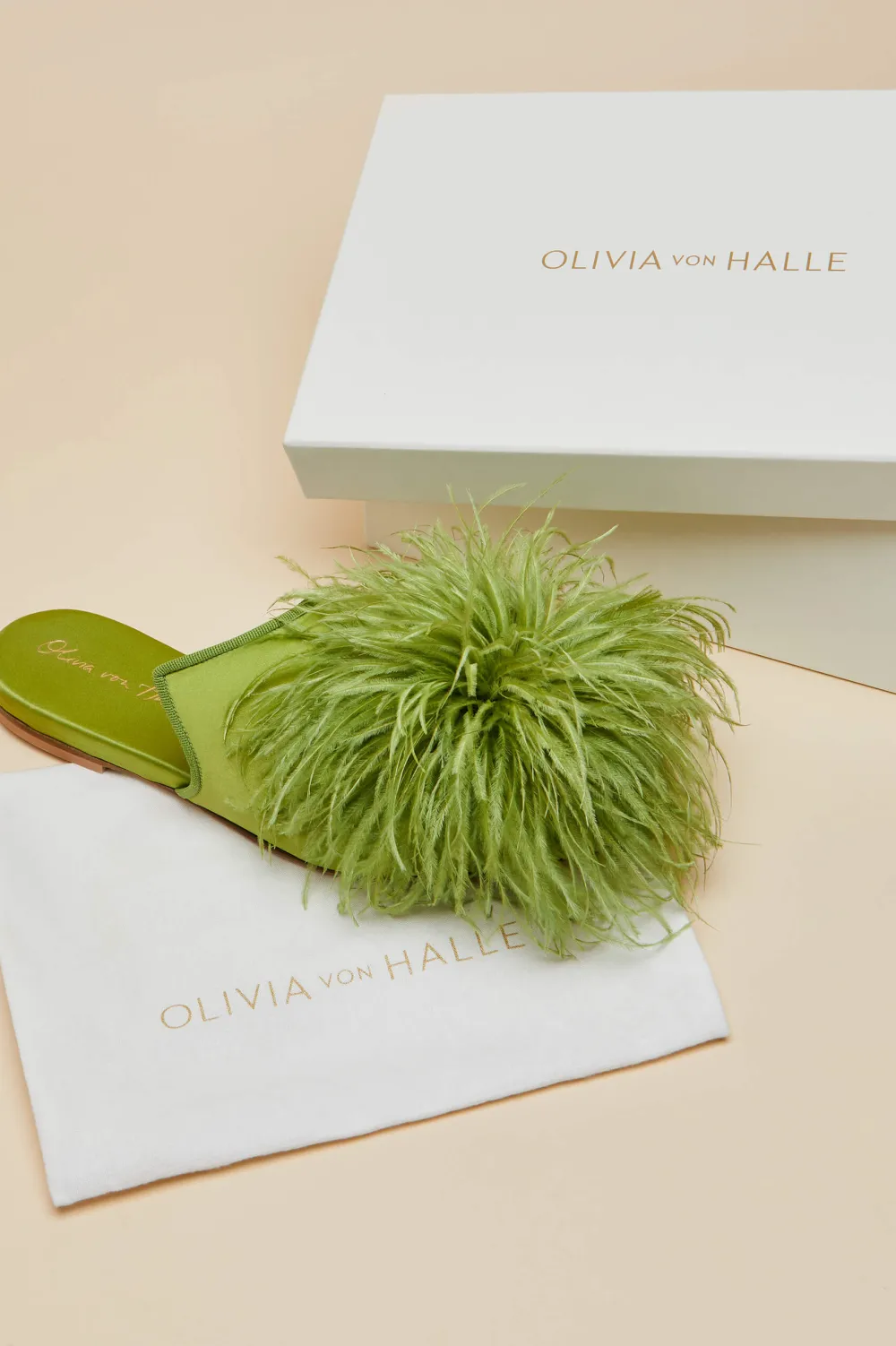 Flash Sale Contessa Niko GreenSlippersin Silk Feather Slippers