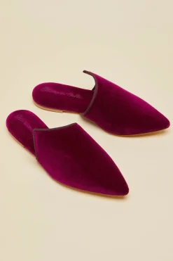 Cheap Contessa Pasha Pink Slippersin Velvet Slippers