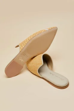 Clearance Contessa Viola Beige Embroidered Slippersin Raffia Slippers