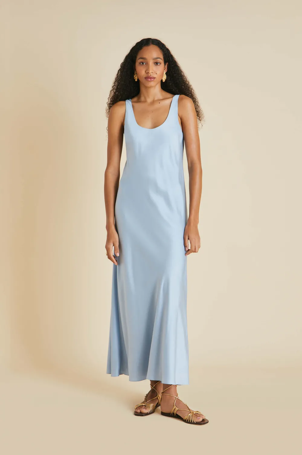 Clearance Dali Powder Blue Slip Dressin Sandwashed Silk Dresses