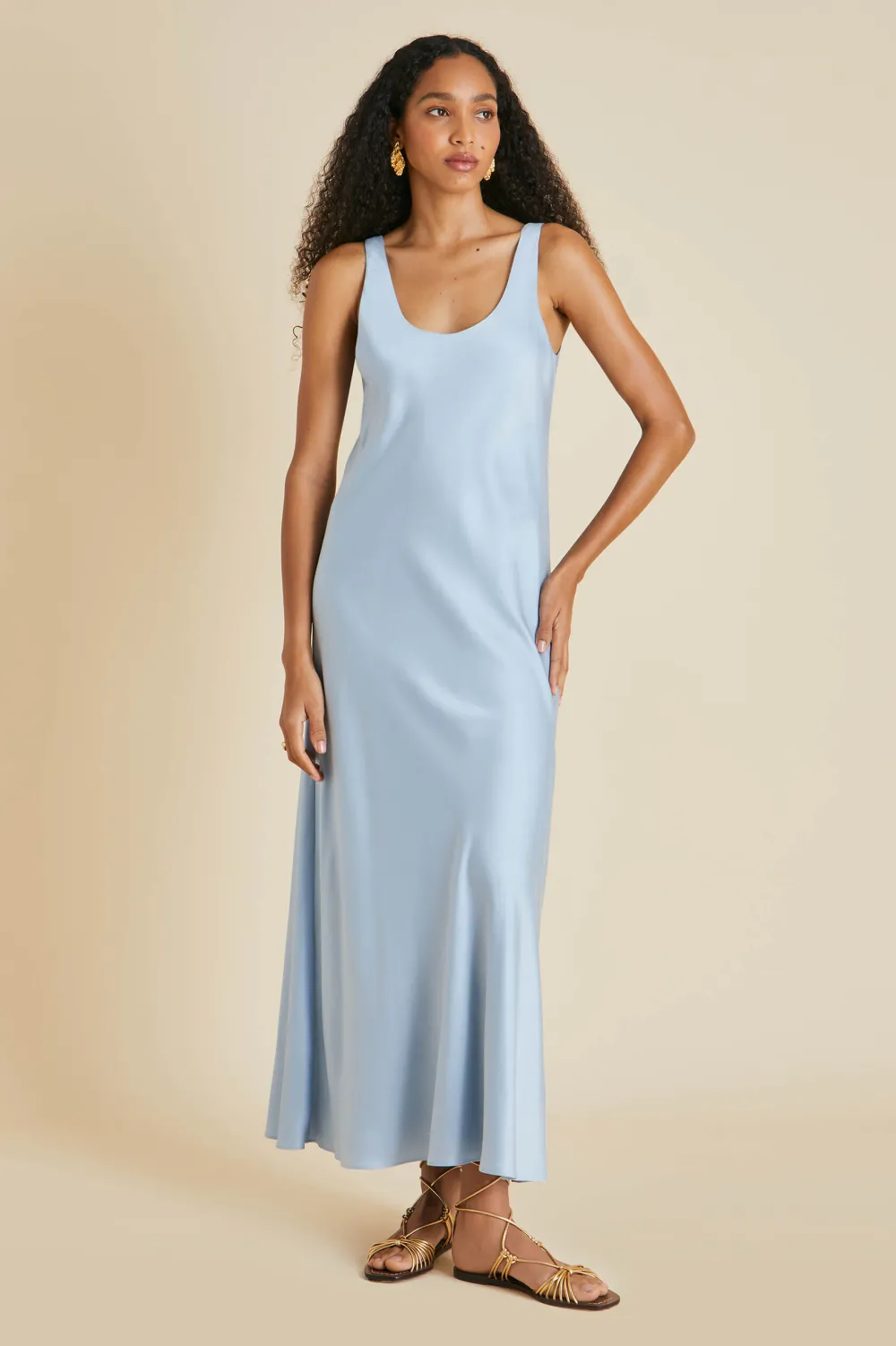 Clearance Dali Powder Blue Slip Dressin Sandwashed Silk Dresses