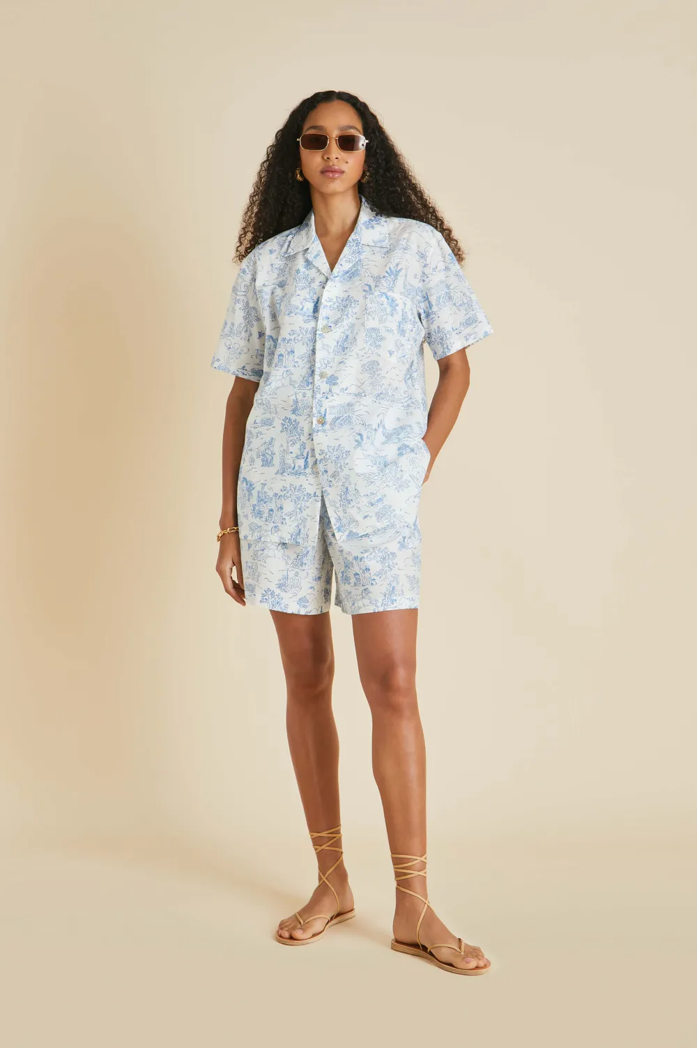 Outlet Emeli Eros Toile de Jouy Pajamasin Cotton-Silk Pajamas