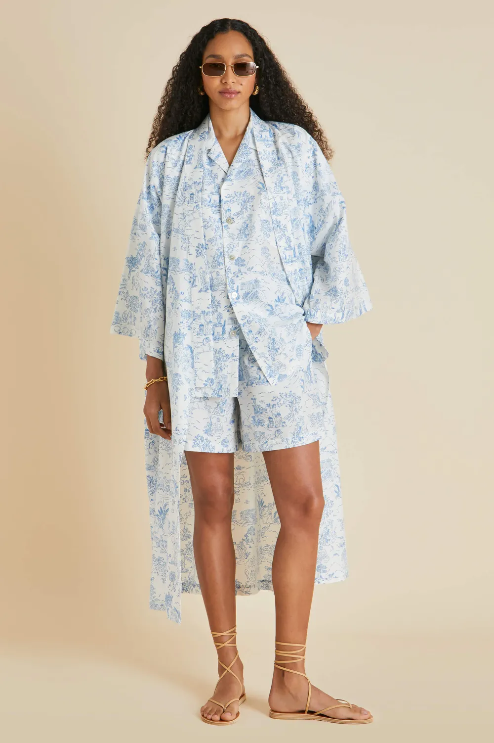 Outlet Emeli Eros Toile de Jouy Pajamasin Cotton-Silk Pajamas