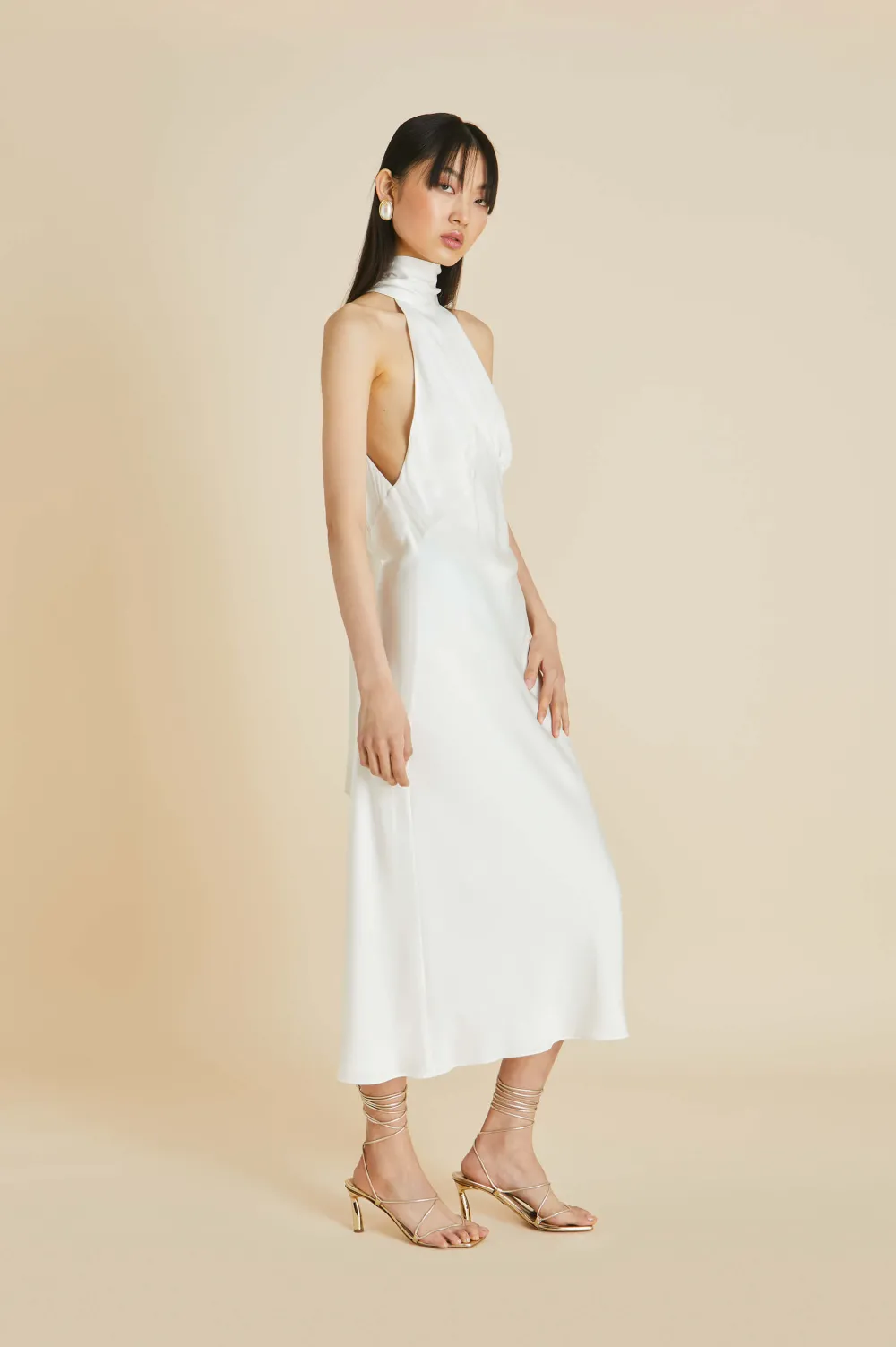 Fashion Greta Halterneck Dressin Silk Satin Dresses