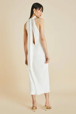 Fashion Greta Halterneck Dressin Silk Satin Dresses
