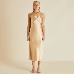 Sale Issa Caramel Slip Dressin Silk Satin Dresses