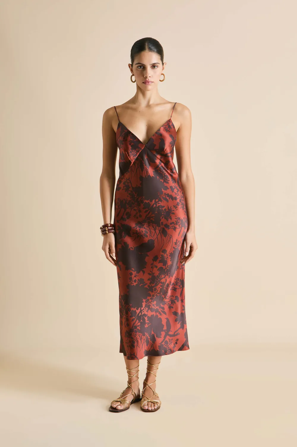 Best Issa Lalanne Burgundy Floral Slip Dressin Silk Satin Dresses