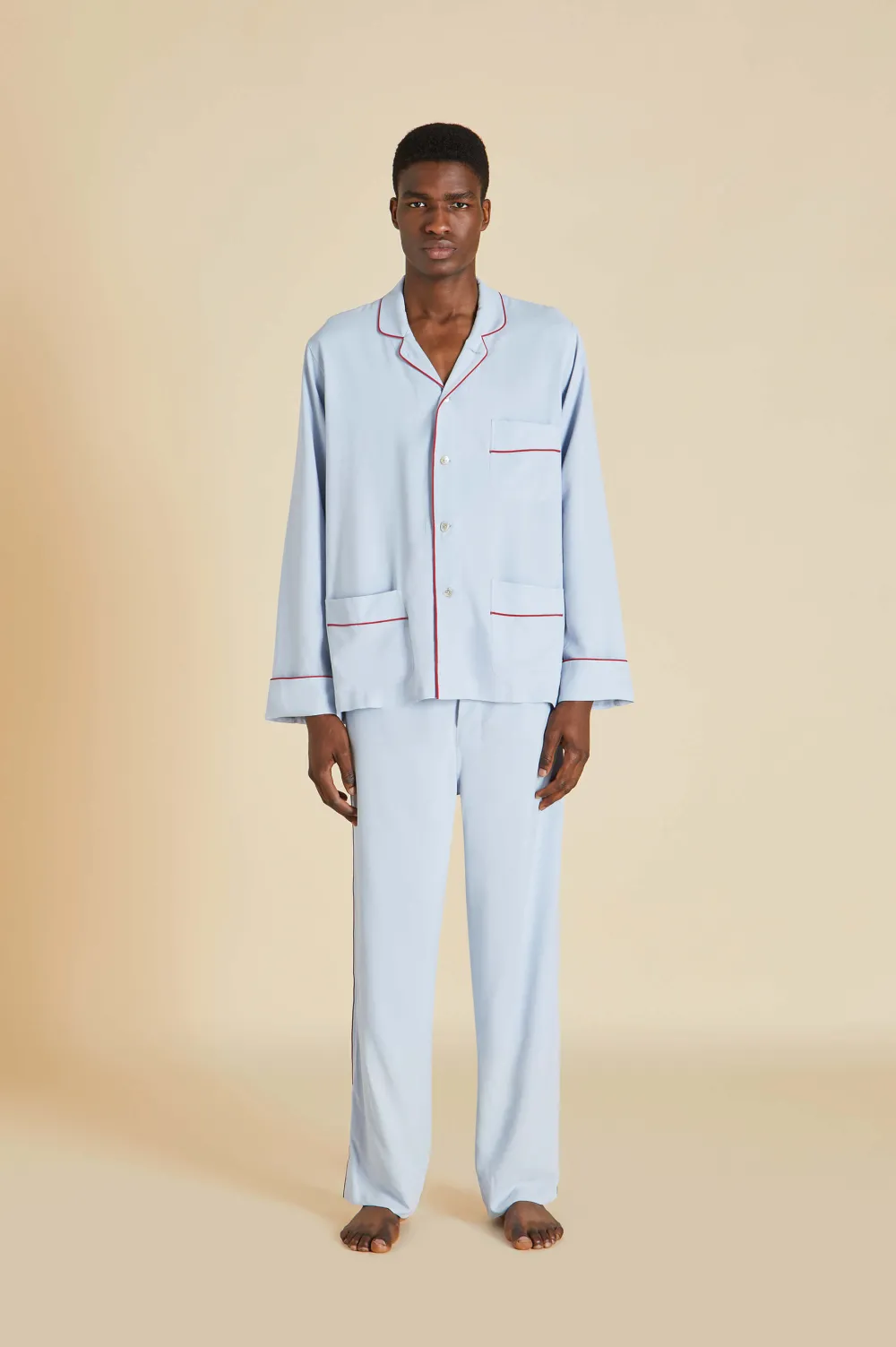 Outlet Laurent Cerulean Blue Pajamasin Sandwashed Silk Pajamas