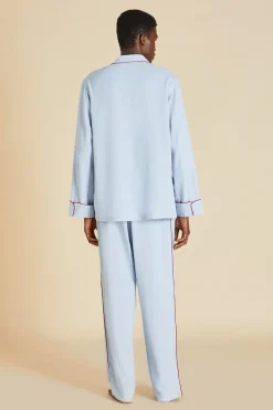 Outlet Laurent Cerulean Blue Pajamasin Sandwashed Silk Pajamas