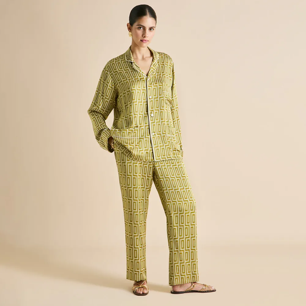Best Laurent Ruhlmann Geometric Pajamasin Silk Satin Pajamas