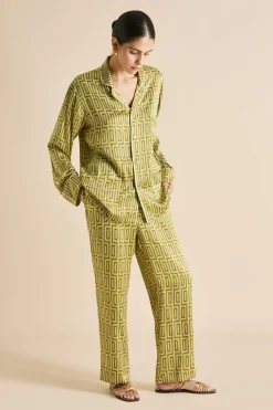 Best Laurent Ruhlmann Geometric Pajamasin Silk Satin Pajamas